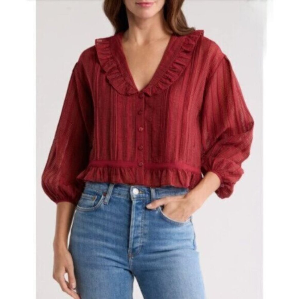 NWT Joie Merlot Adele Long Sleeve Top